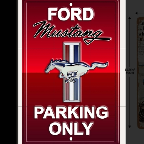 New Metal Red Ford Mustang Parking only Man Cave Wall Sign 8x12 Approximately - Picture 2 of 2